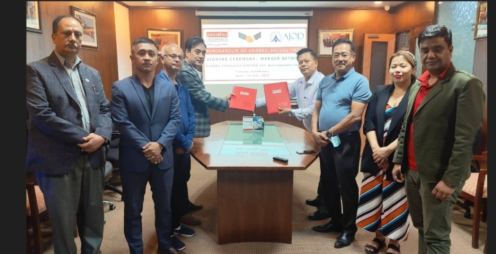 प्रभु इन्स्योरेन्स कम्पनी र अजोड इन्स्यो‍‍रेन्स विच मर्जरको सहमतिपत्रमा हस्ताक्षर