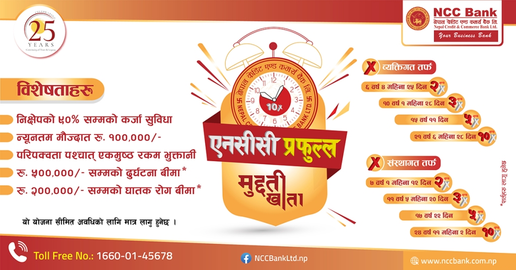 एनसिसि बैकको एनसीसी प्रफुल्ल मुद्दती खाता योजना………………’