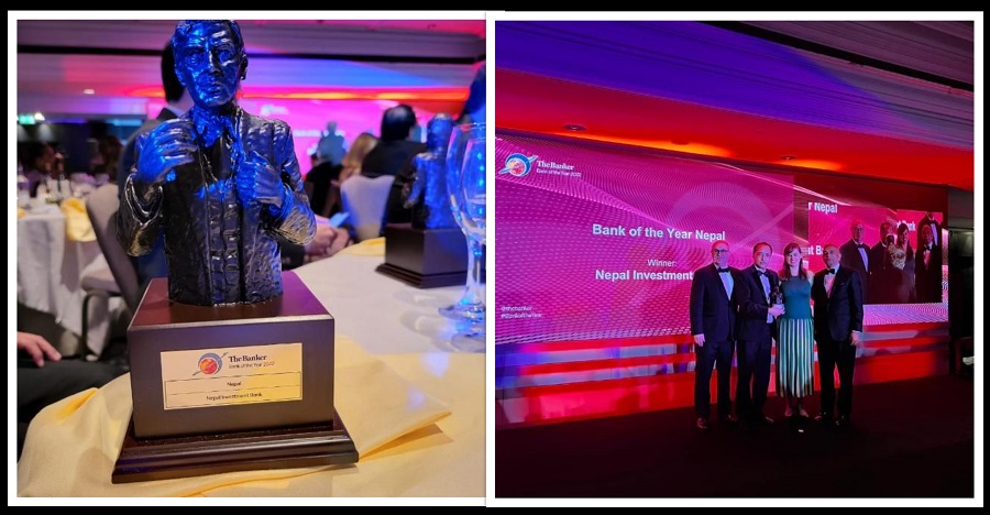 नेपाल इन्भेष्टमेण्ट बैंकले पायो ‘बैंक अफ द इयर २०२२’ अवार्ड