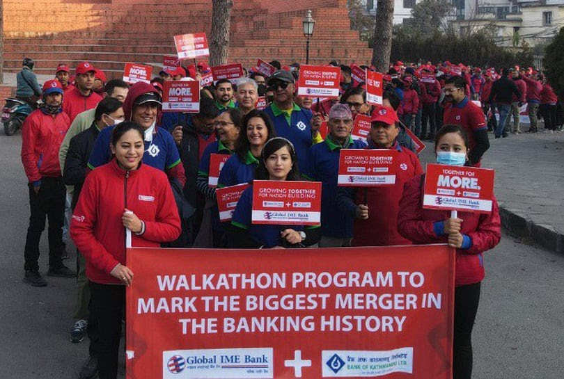 ग्लोबल आइएमई र बीओकेद्वारा मर्जर सन्देशको प्रभातफेरि