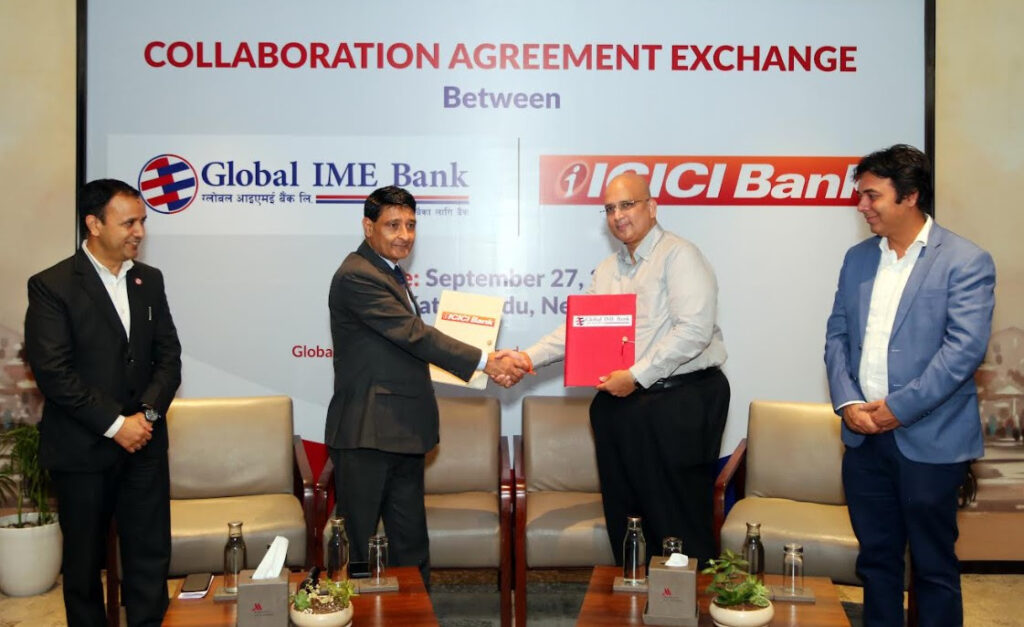 ग्लोबल आइएमई बैंक र क्यानडाको आईसीआईसीआई बैंकबीच बैंकिङ सहकार्यको समझदारी