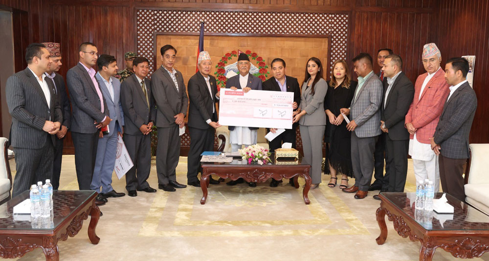 प्रधानमन्त्री उद्धार कोष सहयोग गर्ने क्रम जारी : प्रभू ग्रुपका अध्यक्ष भट्टचनले दिए १ करोड ७५ लाख