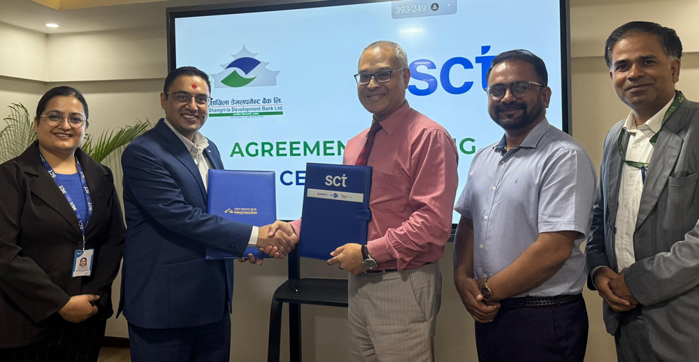स्मार्ट च्वाईस र सांग्रिला डेभलपमेन्ट बैंकबीच एससीटी-यूपीआई कार्ड सेवा विस्तार गर्ने सम्झौता