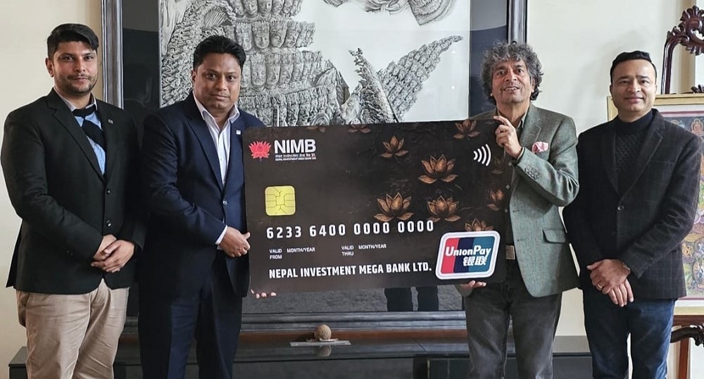 नेपाल इन्भेष्टमेण्ट मेगा बैंकले ल्यायो युनियन–पे कार्ड सेवा