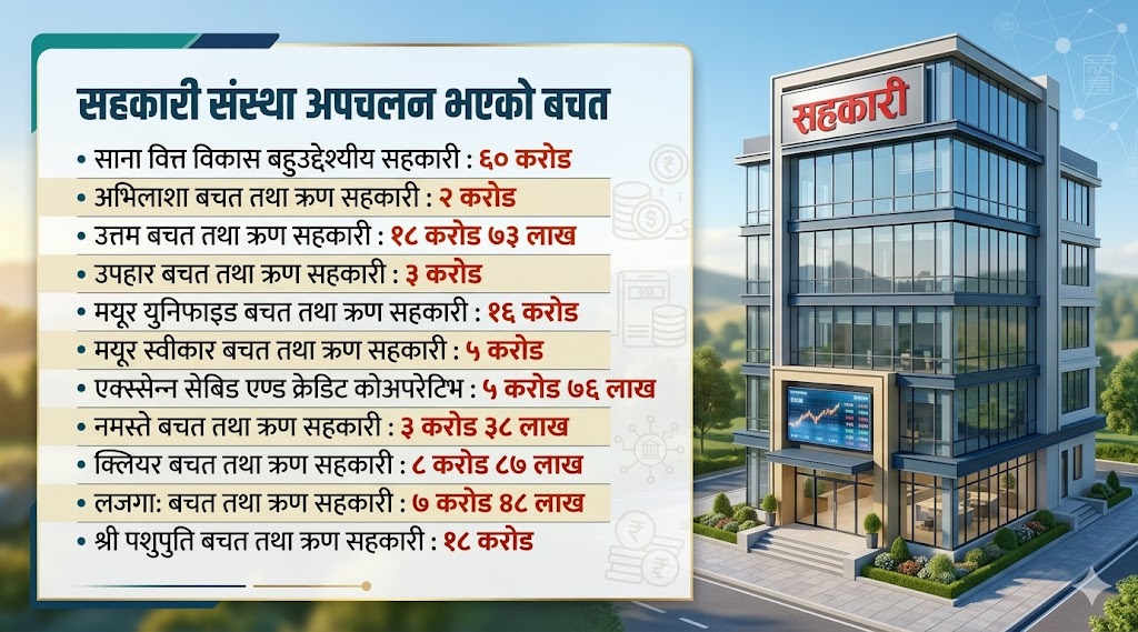 दर्जन सहकारीमा डेढ अर्ब अपचलन